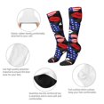 thumbnail image 3 of Xecao American With Lips print thigh-high socks, crafted for both men and women with a stretchy, high-opaque design perfect for daily wear, 3 of 6