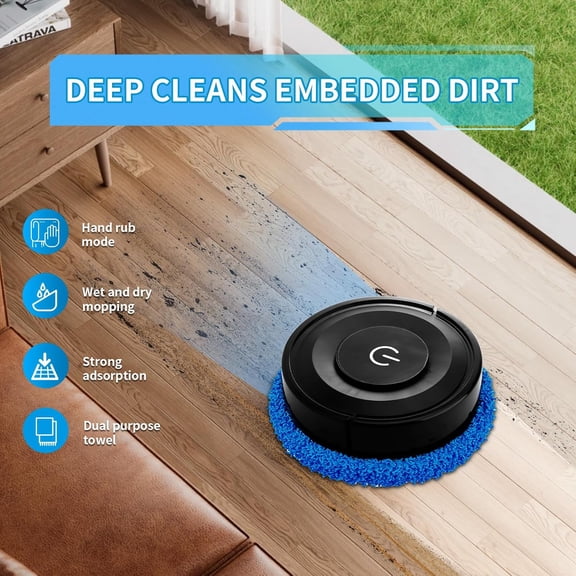 Robot Vacuum Mopping, Robot Vacuum and Mop, Long Run Time, Slim & Quiet Robotic Vacuum Cleaner Obstacle Avoidance, Ideal for Hard Floor, Pet Hair, Low Pile Carpet, Black