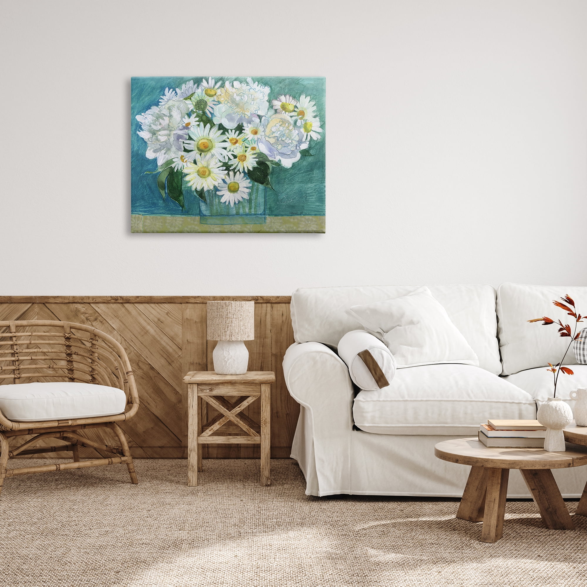 Stupell Industries Mixed White Flower Blossoms Layered Collage Drawing Painting Gallery Wrapped Canvas Print Wall Art, Design by Maret Hensick
