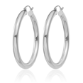 thumbnail image 3 of 14K Solid White Gold 4mm Tube Round Large Hoop Earrings, 3 of 10