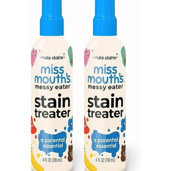 Messy Eater Stain Treater Spray - 4oz 2 Pack Stain Remover - Newborn & Baby Essentials - No Dry Cleaning Food, Grease, Coffee Off Laundry, Underwear, Fabric