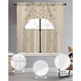 thumbnail image 2 of Japanese Swag Kitchen Curtains Sets for Windows 24 Inch Length, Beige Farmhouse Retro Floral Leaf Pattern Short Window Curtain Panels Swags Valances and Tiers 3 Piece Set for Cafe/Dining Room, 2 of 5