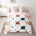 thumbnail image 3 of Manfei Cute Guinea Pig Hamster 7-Piece Twin Bedding Sets, Cartoon Love Heart Bedding Comforter Set, Blue Pink Buffalo Reversible Sheet Sets, Breathable Home Decor, 3 of 8