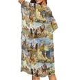 thumbnail image 4 of HELLHERO Fashion Bathing Suit Cover Up for Summer Polyester One Size Long Kimono Swimsuit Cover Up Wild Western Horse Herd Print, 4 of 6