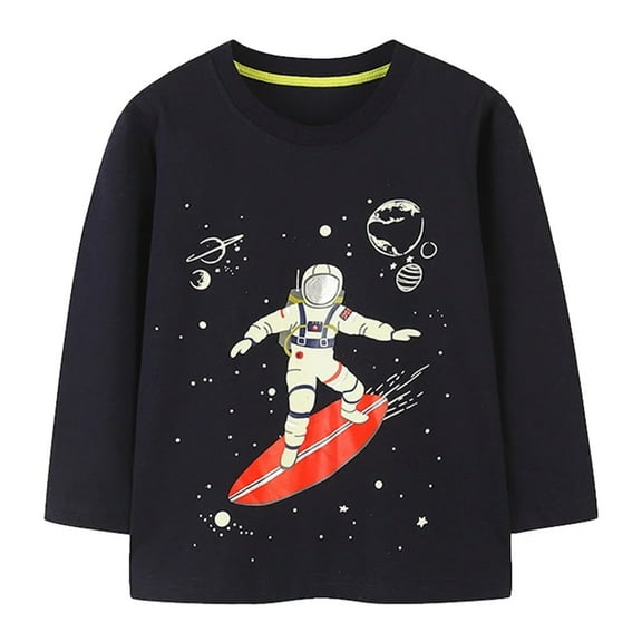 XBASW Toddler Kids Boys T-Shirt Print Glow-in-the-Dark Tee Clothes Long Sleeve Sweatshirt Tops for Spring Fall 2-7T