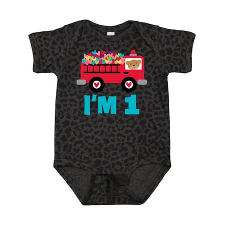 

Inktastic 1st Birthday Fire Truck Gift Baby Boy or Baby Girl Bodysuit