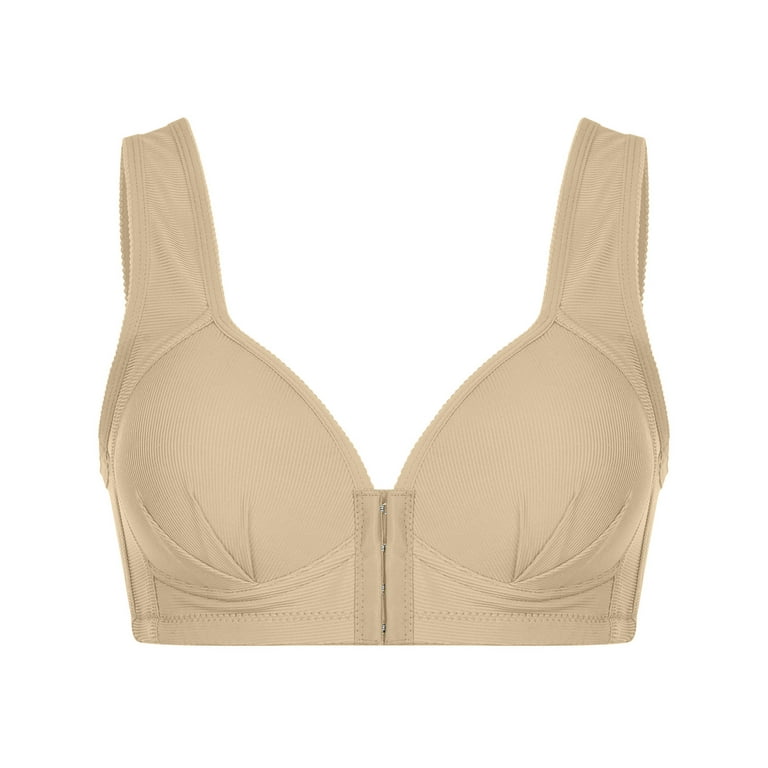 DORKASM Front Closure Bras for Women Clearance 44d Push Up Plus Size  Comfortable Padded Women Sports Bra Beige 2XL