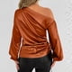 thumbnail image 5 of Camisetas de talla grande,Blusa de mujer, cuello redondo, manga larga, camisa informal de poliéster, túnica de color liso, versátil para uso diario, sopatenor, 5 of 8