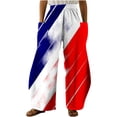 thumbnail image 2 of Lilgiuy 4th of July Pants for Women Casual Printing Pockets Elastic Mid-Waist Comfortable Wide-Legged Loose Independence Day Pants Lightweight Versatile Going Out Pants, 2 of 4