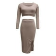 thumbnail image 5 of LEKODE Knit Sets Two Piece Women Long Skirt Set Sweatshirt Skirt Set Workout Sets for Women Sets 2 Piece Outfits Womens Sets 2 Piece Outfits Sets for Women Clothing Two Piece Beige L, 5 of 6
