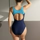 thumbnail image 5 of Traje de baño de una pieza Costura Transpirable Traje de baño de moda para mujer para surfear Fiesta en la playa Fiesta en la piscina Spa Baño Azul S, 5 of 8