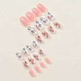 thumbnail image 5 of 24 Pcs Christmas False Nails - Pink and White Almond French Press on Nails Pattern with Cute Little Elk - Almond Medium Stick on Nails with Glue Stick, 5 of 5