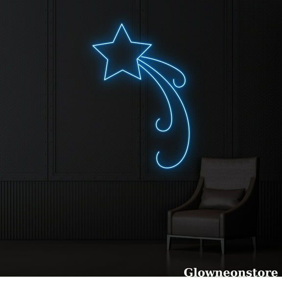 Glowneon Shooting Star Neon Sign, Star Led Sign, Christmas Decoration, Christmas Star Led