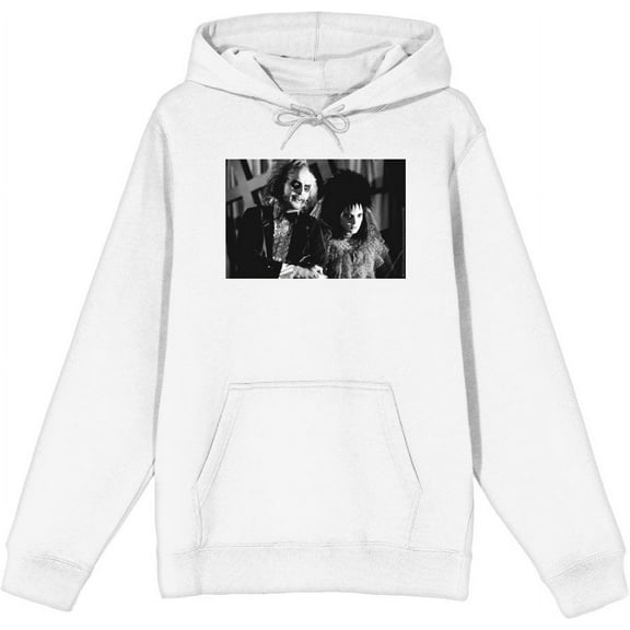 Beetlejuice Black & White Wedding Screenshot Adult White Long Sleeve Hoodie-Small