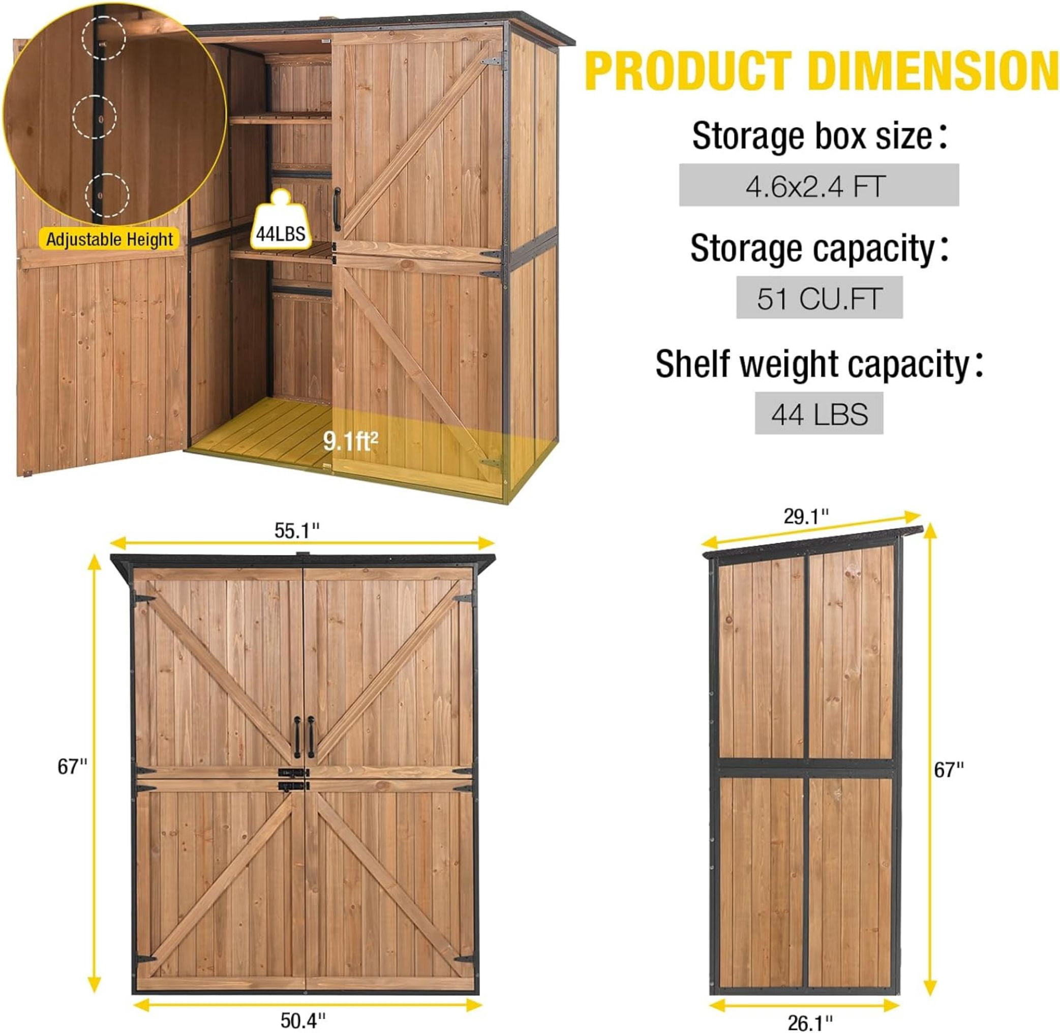 AIVITUVIN Outdoor Storage Shed Metal Frame Tool Garden Shed with Floor and Lockable Door for Patio Backyard Lawn
