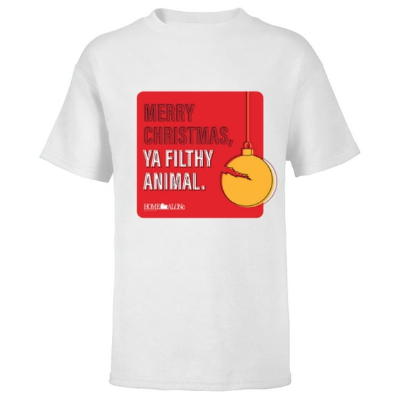 Home Alone Movie Quote Merry Christmas, Ya Filthy Animal - Short Sleeve T-Shirt for Kids - Customized-White