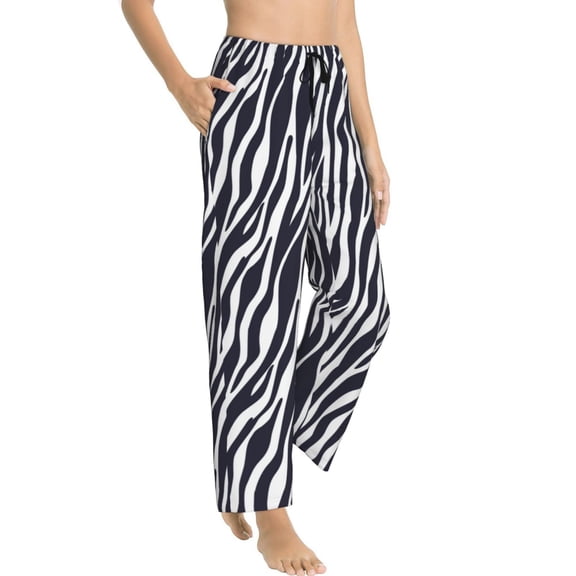 Pajama Pants Women - zebra print black white print Soft Breathable Sleep & Lounge Pants for Women, Comfy Casual Pj Pants Bottoms with Pockets