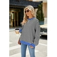 thumbnail image 5 of Women's fashionable versatile long sleeved retro striped sweatshirt, 5 of 5