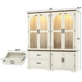 thumbnail image 4 of ChVans Farmhouse Armoire Closet for Bedroom with 4 Glass Doors & LED Sensor Light, 72"H Arch Design Wardrobe with Hanging Rods and Drawers, 4 of 8