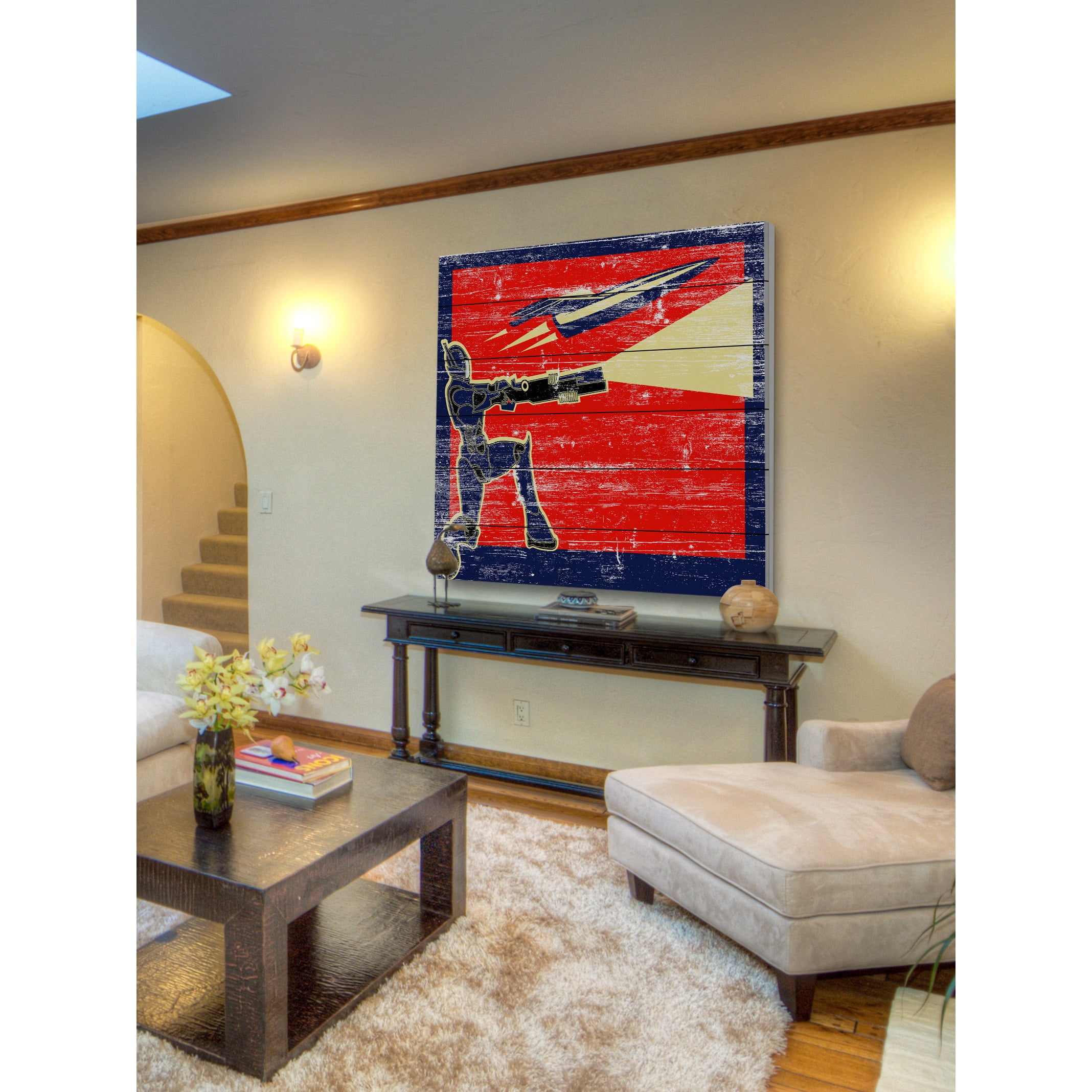 Direct Force Painting Print on White Wood