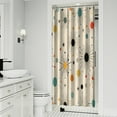 thumbnail image 2 of Modern Abstract Strip Dot Lovely Geometric Bathroom Curtain Heavy Duty Polyester Bathroom Decor Basic Bath Decor 36" W X 72" L with 7 Hooks, 2 of 4