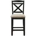 thumbnail image 3 of Transitional Black Wood Counter Height Dining Chairs Set of 2, Beige Fabric Seat, Vietnam Origin, 18"W x 22.75"D x 42"H, Perfect for Dining Rooms, 3 of 6