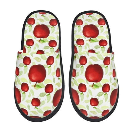 Balery Fruit Apples Slient Indoor Furry Fleece Comfort House Shoes Soft Non-Slip Home Shoes Cotton slippers House Slippers-- Medium