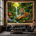 thumbnail image 5 of Realistic Tiger on Mossy Rocks in Jungle Waterfall, Serene Digital Art for Wildlife Lovers, Nature Wall Decor Housewarming Gift, Tapestry Wall Hanging for Bedroom and Living Room, 5 of 6