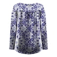 thumbnail image 4 of Hauts à Manches Longues pour Femmes T-shirt Décontracté Col en V Imprimé Rétro Pull Récréatif à Manches Longues, 4 of 6