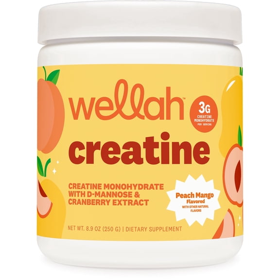 Wellah Creatine for Women - Creatine Monohydrate with Dandelion & Cranberry Extract (50 Servings, Peach Mango)
