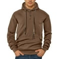 thumbnail image 4 of HXWCHs Men's Budget-Friendly Hoodie Men's Solid Color Pullover Hoodie Casual Loose Fit Sports Sweatshirt Long Sleeve Comfortable Streetwear Coffee S, 4 of 8