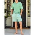 thumbnail image 3 of TheFound Men's Casual Outfit, Fitted Round Neck Short Sleeve T-Shirt Striped Drawstring Shorts 2 Piece Set for Summer, 3 of 7