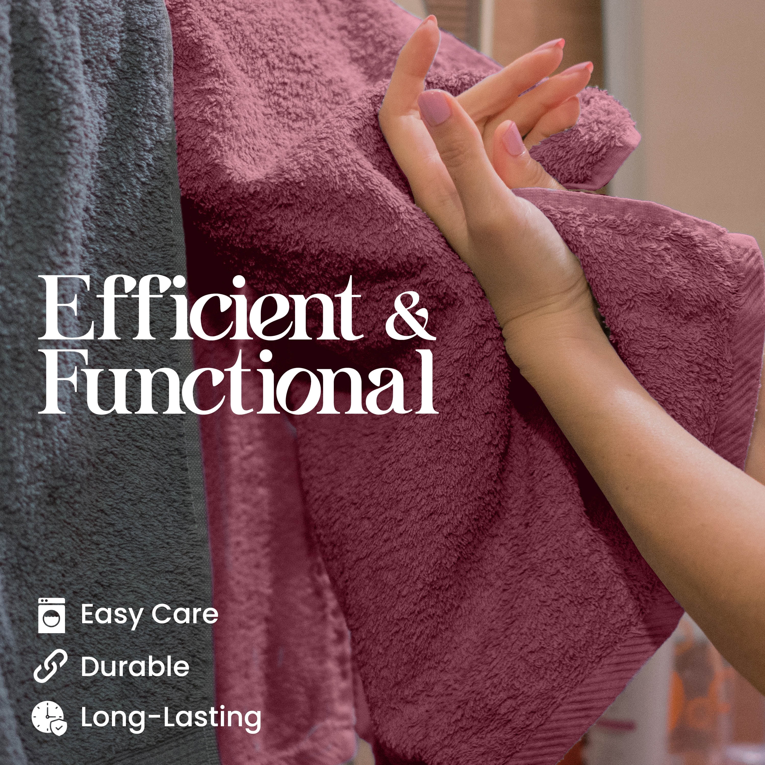 Utica 6-Piece Towel Set | 100% Cotton Soft & Absorbent Everyday Towels | Red