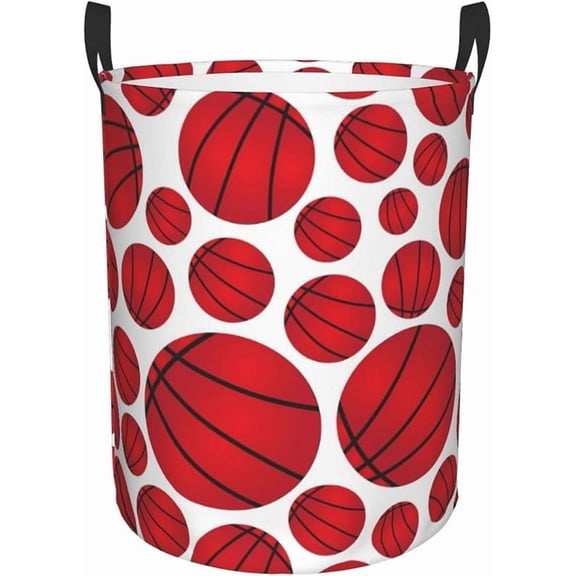 Basketball Laundry Hamper Large Collapsible Laundry Baskets with Handles Easy Carry Round Storage Basket Dirty Clothes Hamper Blanket Basket for College Dorms Bedroom Toy