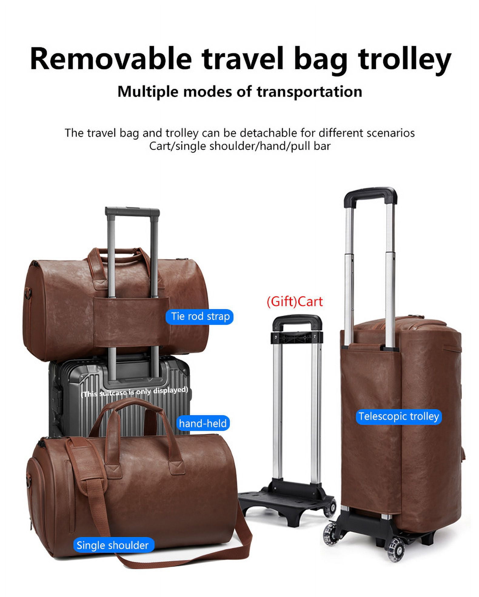 Rolling Duffel Bag with Wheels, Suit Bag,Large Capacity Toiletry Bag,Luggage Bag with Shoe Pouch for Men Women