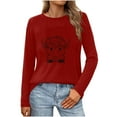 thumbnail image 1 of Tawop T-Shirts pour Femmes Blouse Col Rond Manches Longues Décontractée Imprimée Rouge TG, 1 of 3