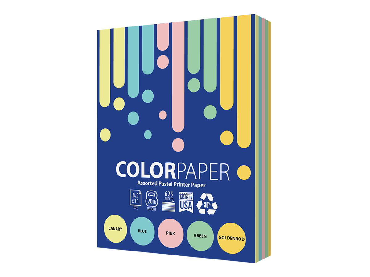 Domtar Assorted Color Printer Paper - Blue, green, pink, canary, goldenrod  - Letter A Size (8.5 in x 11 in) 20 lbs - 625 sheet(s) plain paper