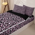 thumbnail image 3 of Erosebridal Chic Leopard Pattern Zipper Queen Comforter Set with Fitted Sheet and 2 Pillowcases,Wild Mark Print Zipper Bedding Set,Hot Pink Black,Black Reversible, 3 of 6
