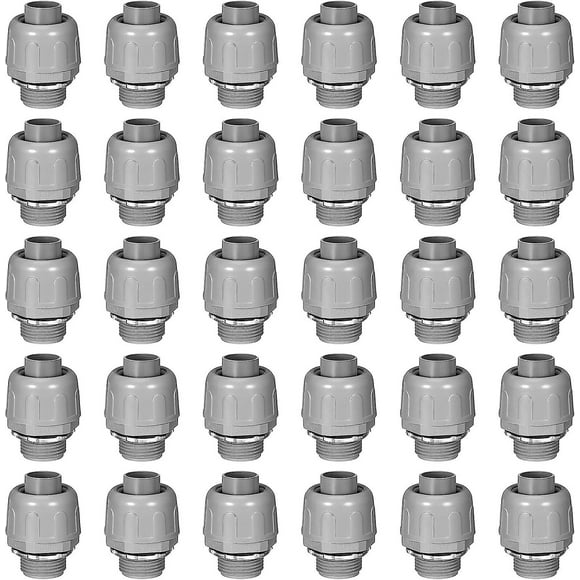 Liquid Tight Connector 180 Degree Electrical Conduit Fittings Non Metallic Pvc Conduit Fitting For Home Bathroom Kitchen Pipe, Gray (30 Pcs, 3/4 Inch)