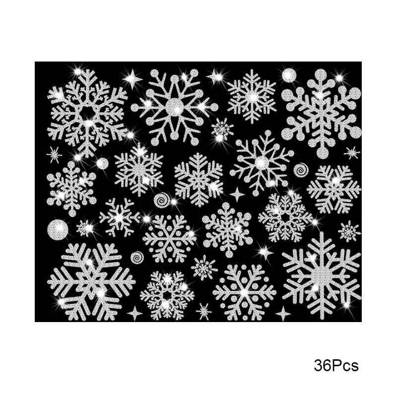 Fashion 19 White Christmas Snowflake Window Sticker Self Clings XMAS Decor Suit