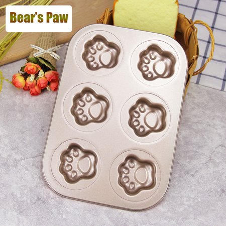 6 Lattices Cookies Desserts Cake Bread Making Mold Bakeware Carbon Steel Bear's Paw Shell Non-Stick Baking Mold Pan Kitchen Tools