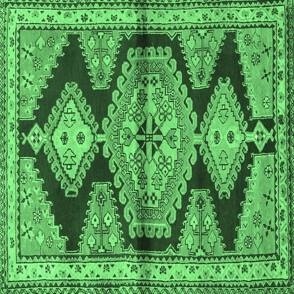 Ahgly Company Indoor Square Persian Emerald Green Traditional Area Rugs, 8' Square