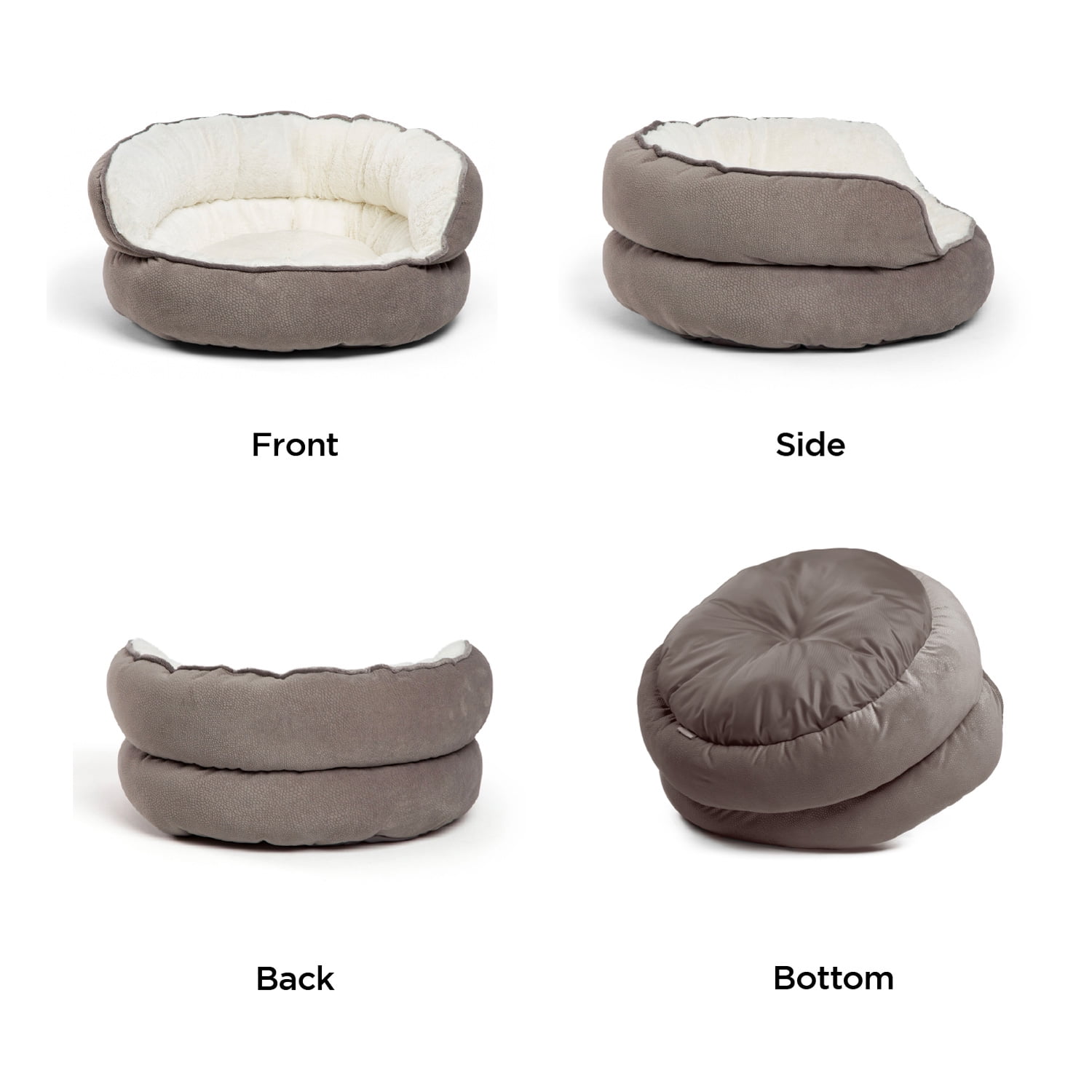 Best Friends by Sheri Pet Throne High Bolster Orthopedic Relief Cat and Dog Bed, Gray, Mini