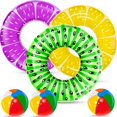 thumbnail image 1 of Pack de 6 flotadores para piscina iGeekid para niños con fruta inflable y pelota, 1 of 6