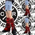 thumbnail image 4 of Calentadores de pierna acampanados rojos YONGSHENG con cremallera lateral letras Punk, 4 of 5