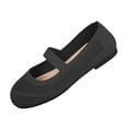 thumbnail image 2 of Women's Solid Color Mesh Mary Jane Flats, Breathable Knit Slip-On Casual Shoes for Everyday and Office Wear Black 40, 2 of 5