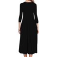 thumbnail image 5 of Zpanxa Plus Size Dress for Women, Solid 3/4 Sleeve Empire Waist Dress, Round Neck Fall Dress Casual Midi T-Shirt Dress Black XXL, 5 of 5