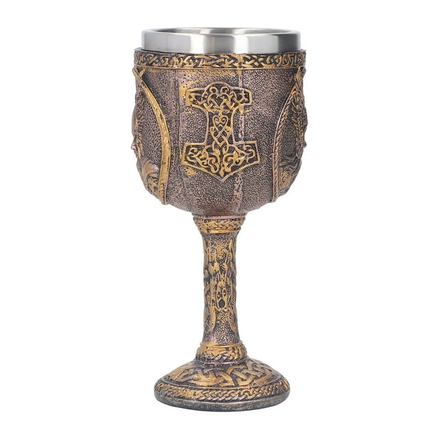 Copa de vino nórdica con revestimiento de acero inoxidable y carcasa de resina, decorativa, retro, para el hogar, la cocina, el bar y la fiesta.