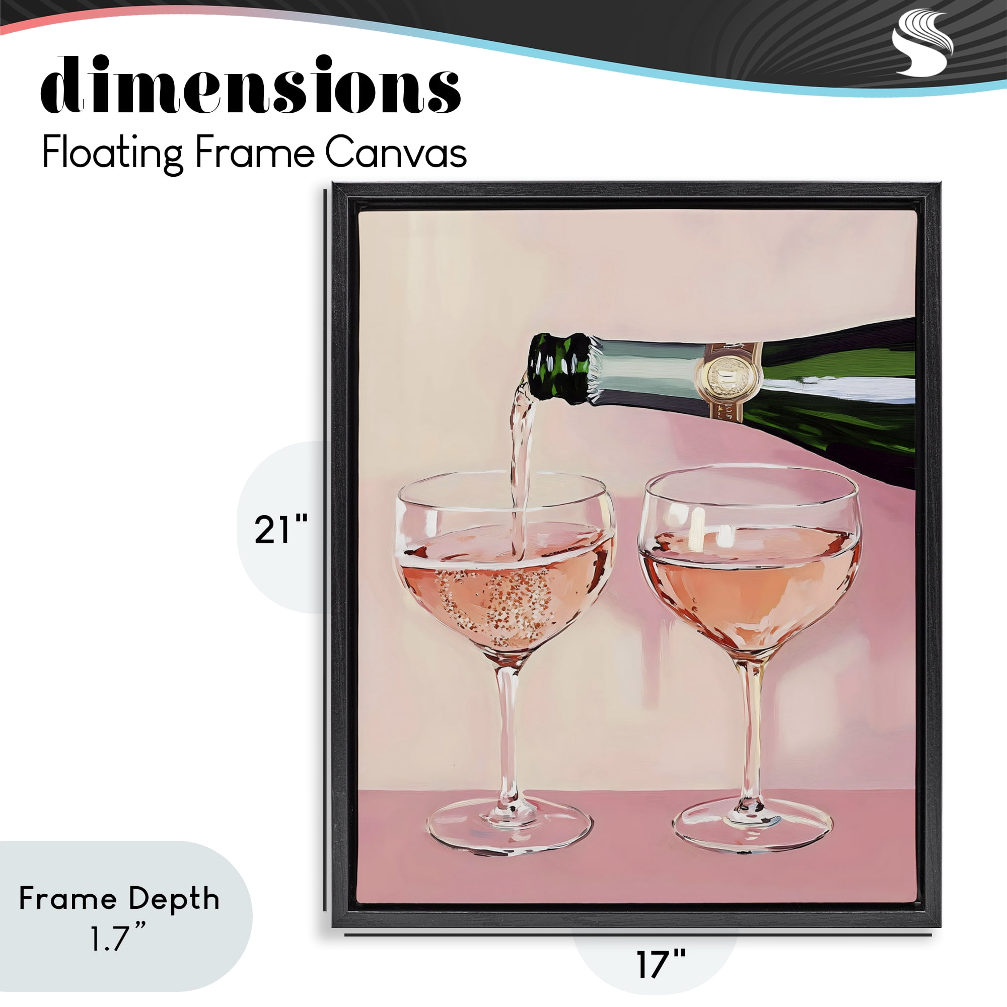 Stupell Industries Pink Champagne Toast for Two Black Framed Floater Canvas Wall Art, design by The Prints Vibe