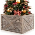 thumbnail image 2 of Patiojoy 24"L Wooden Tree Collar Box 100% Solid Wood Christmas Farmhouse Wooden Tree Box W/ Hook & Loop Fasteners Grey, 2 of 10